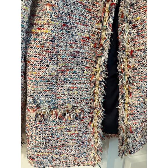 Boston Proper Women’s Shimmer Chain Tweed Parisian Pink Colorful Jacket Size 14 - Picture 4 of 5